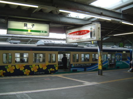 花をペイントした113系電車/銚子駅にて/2007.3.21