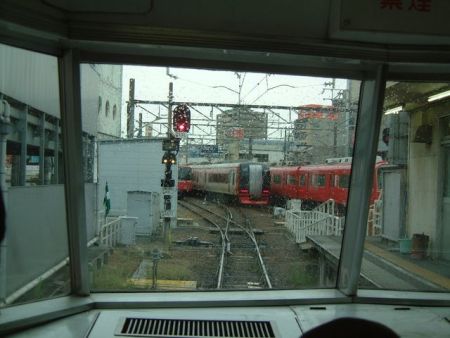 名鉄パノラマカー7000系の展望室からの眺め/東岡崎駅/2008.11.8