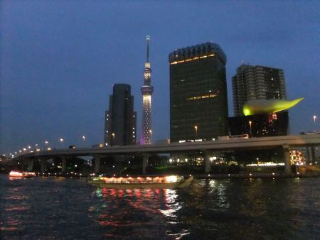 東京スカイツリーのライトアップ「雅」/吾妻橋より/2012.7.13