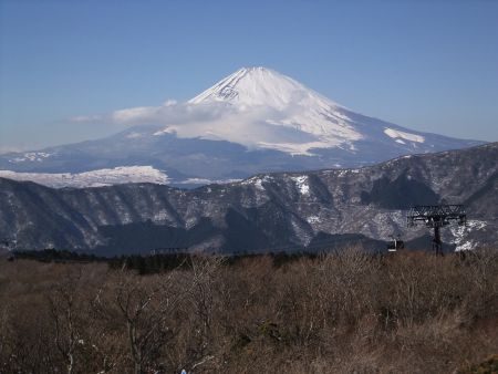雪が残る大涌谷から眺める富士山(3)/2013.1.19