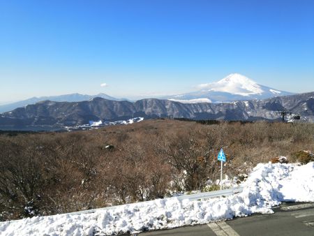 雪が残る大涌谷から眺める富士山(4)/2013.1.19