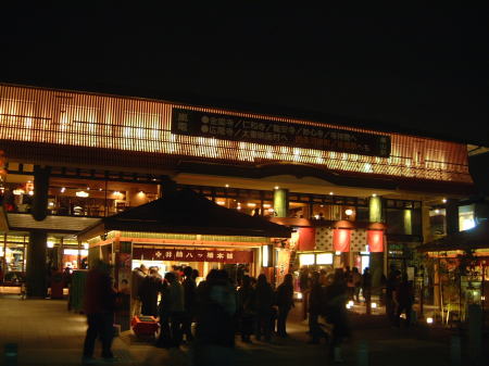 夜の京福嵐山駅